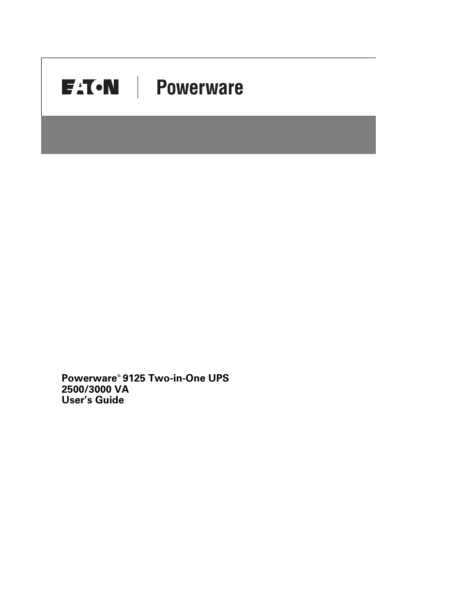 Powerware 9125 Two-in-One UPS 2500 User Manual | 78 pages