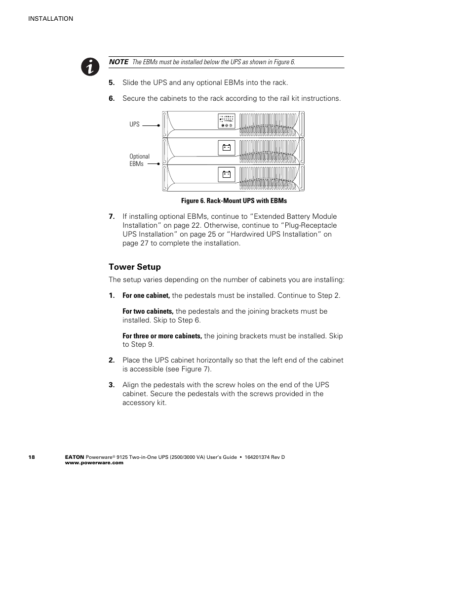 Tower setup | Powerware 9125 Two-in-One UPS 2500 User Manual | Page 24 / 78