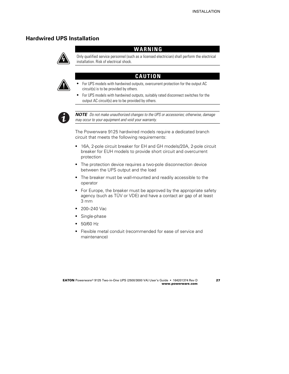 Powerware 9125 Two-in-One UPS 2500 User Manual | Page 33 / 78