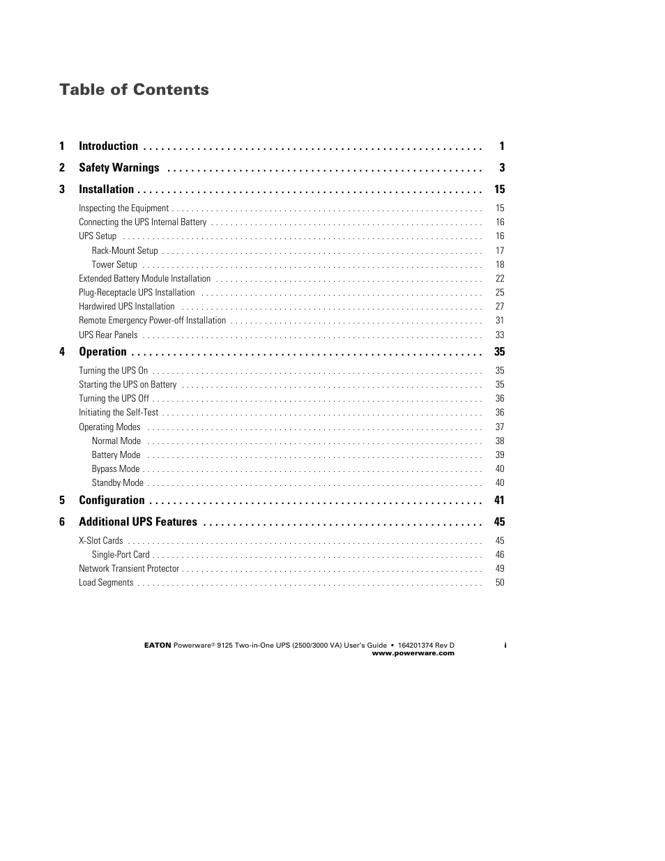 Powerware 9125 Two-in-One UPS 2500 User Manual | Page 5 / 78