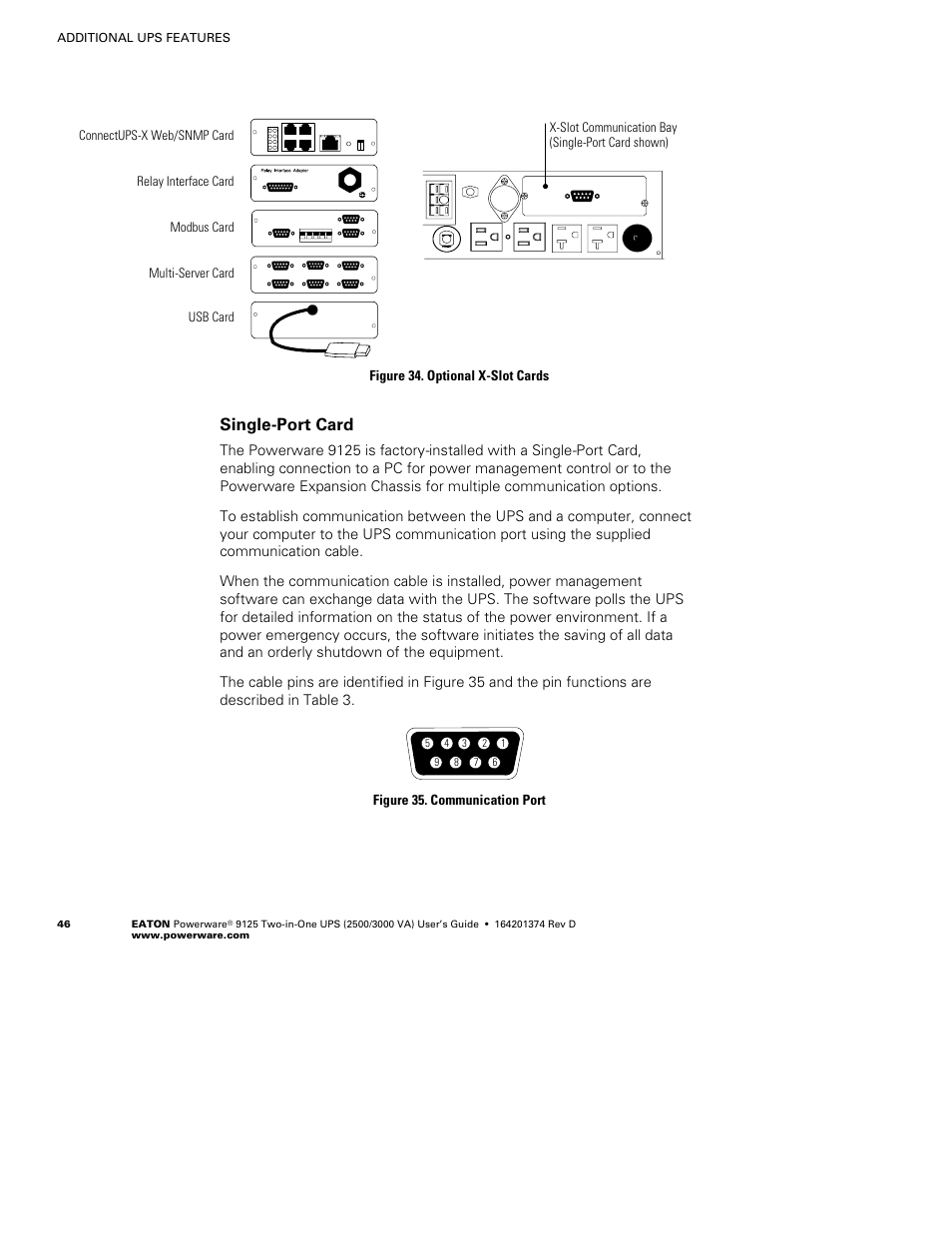 Single-port card | Powerware 9125 Two-in-One UPS 2500 User Manual | Page 52 / 78