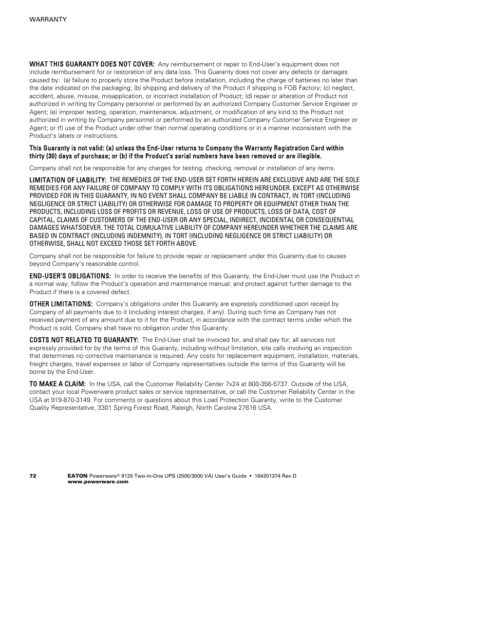 Powerware 9125 Two-in-One UPS 2500 User Manual | Page 78 / 78