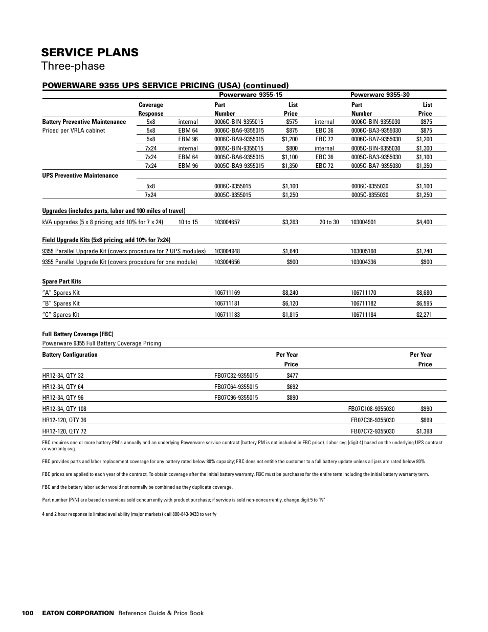 Service plans three-phase | Powerware E.T.N 1500 VA - 60kVa User Manual | Page 102 / 120