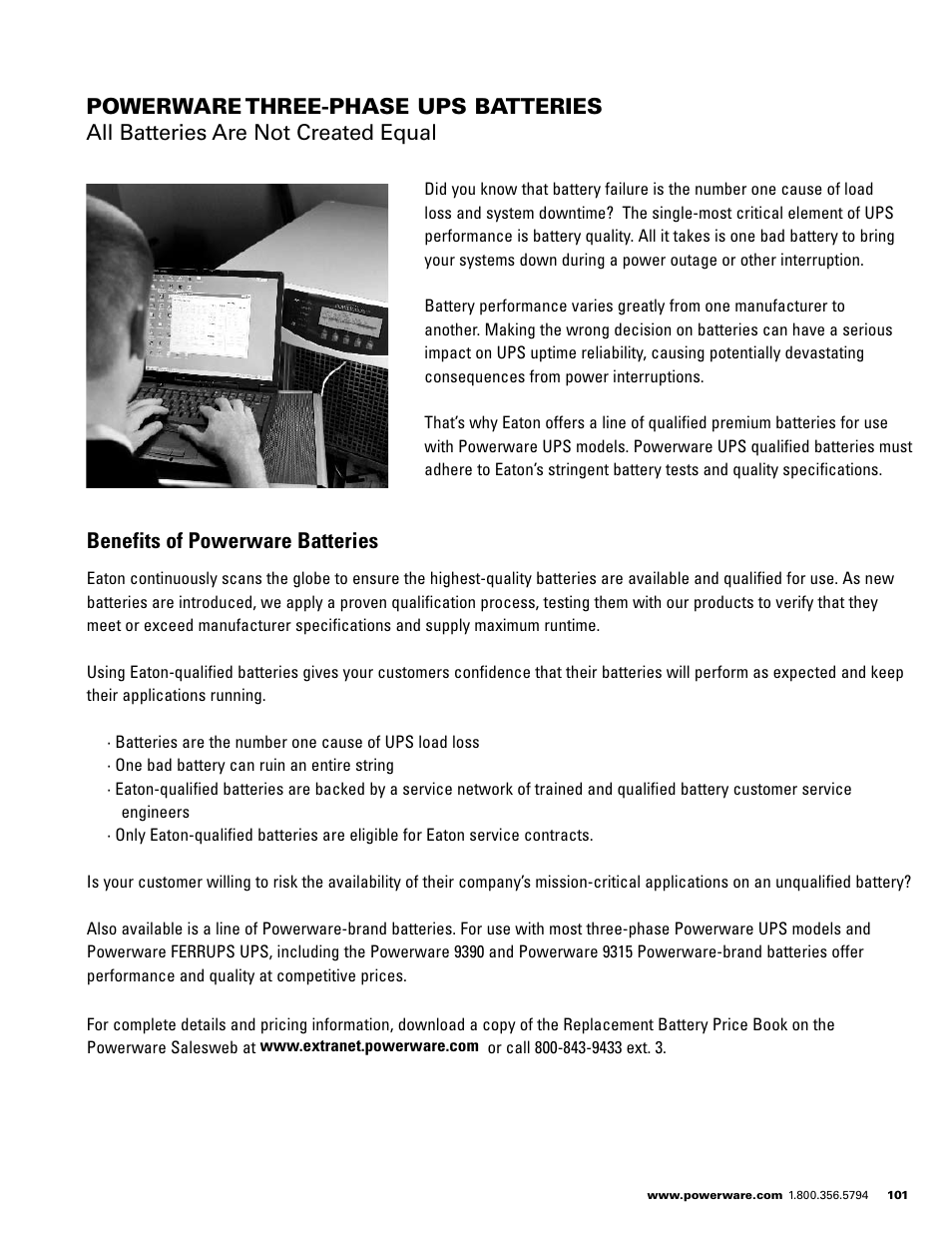 Benefits of powerware batteries | Powerware E.T.N 1500 VA - 60kVa User Manual | Page 103 / 120