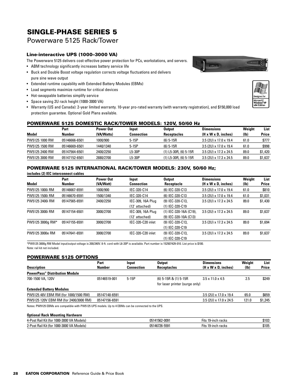 Single-phase series  powerware 5125 rack/tower | Powerware E.T.N 1500 VA - 60kVa User Manual | Page 30 / 120