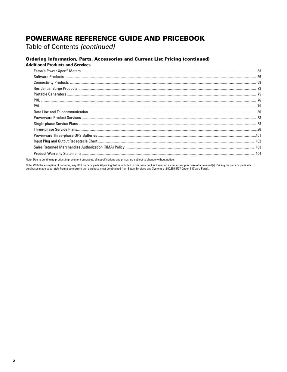 Powerware E.T.N 1500 VA - 60kVa User Manual | Page 4 / 120