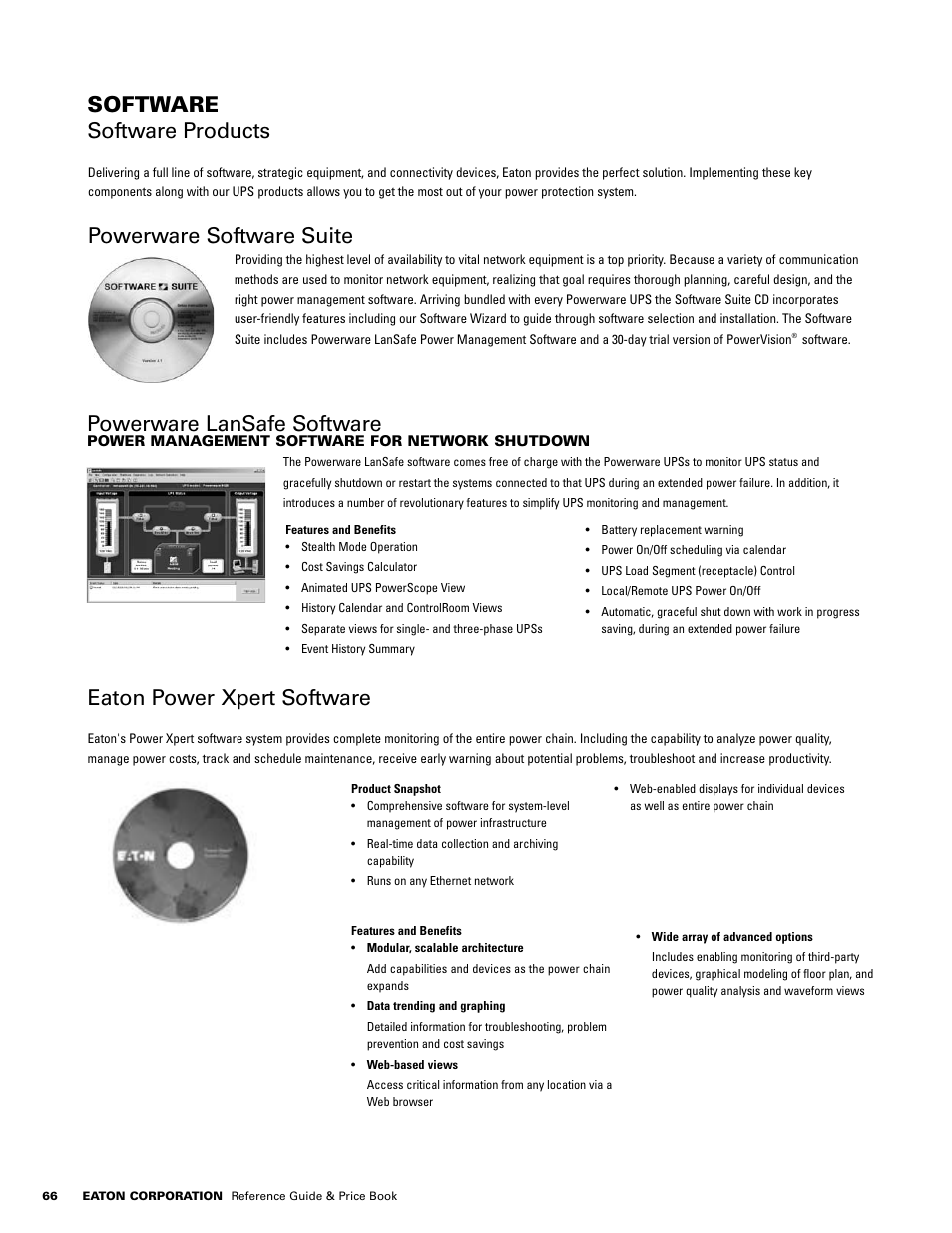 Powerware lansafe software, Software software products, Powerware software suite | Eaton power xpert software | Powerware E.T.N 1500 VA - 60kVa User Manual | Page 68 / 120