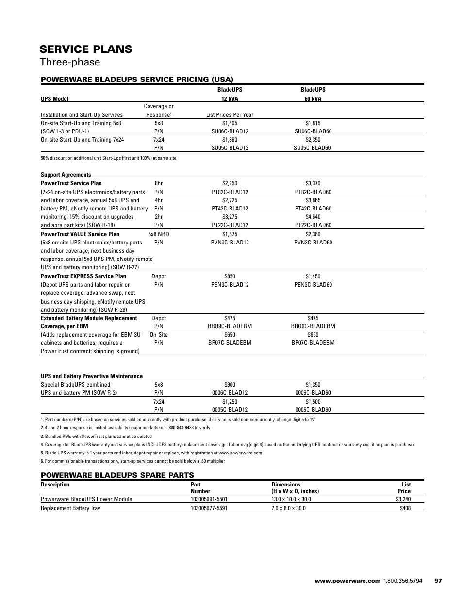 Service plans three-phase | Powerware E.T.N 1500 VA - 60kVa User Manual | Page 99 / 120