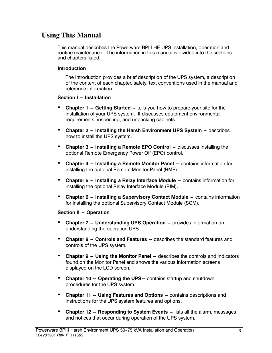 Using this manual | Powerware 5075 kVA User Manual | Page 11 / 162