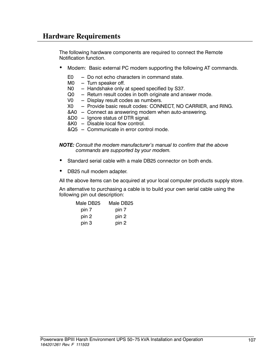 Hardware requirements | Powerware 5075 kVA User Manual | Page 115 / 162