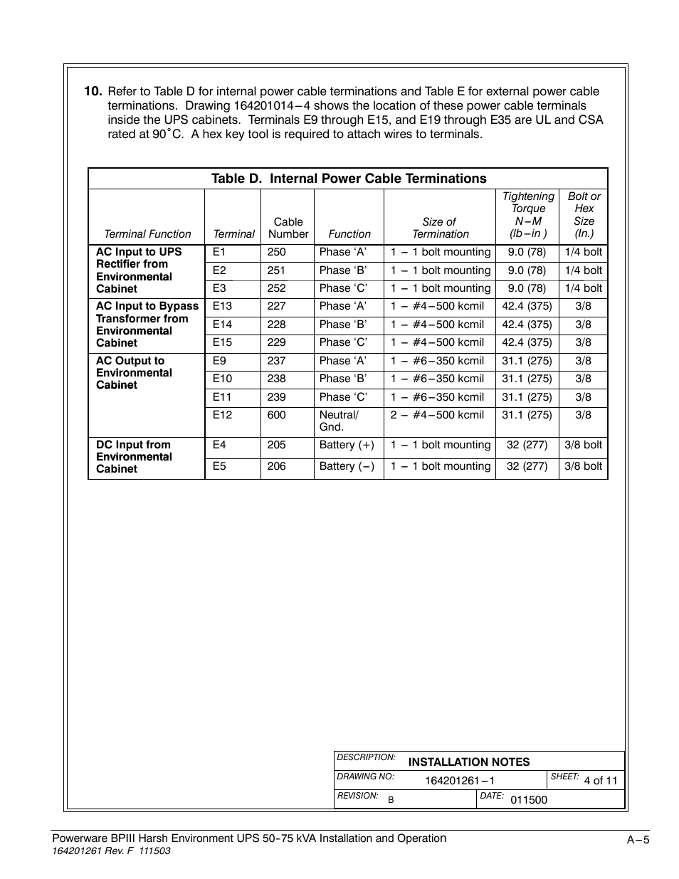 Powerware 5075 kVA User Manual | Page 137 / 162