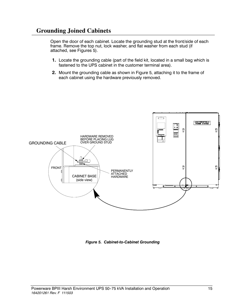 Grounding joined cabinets | Powerware 5075 kVA User Manual | Page 23 / 162