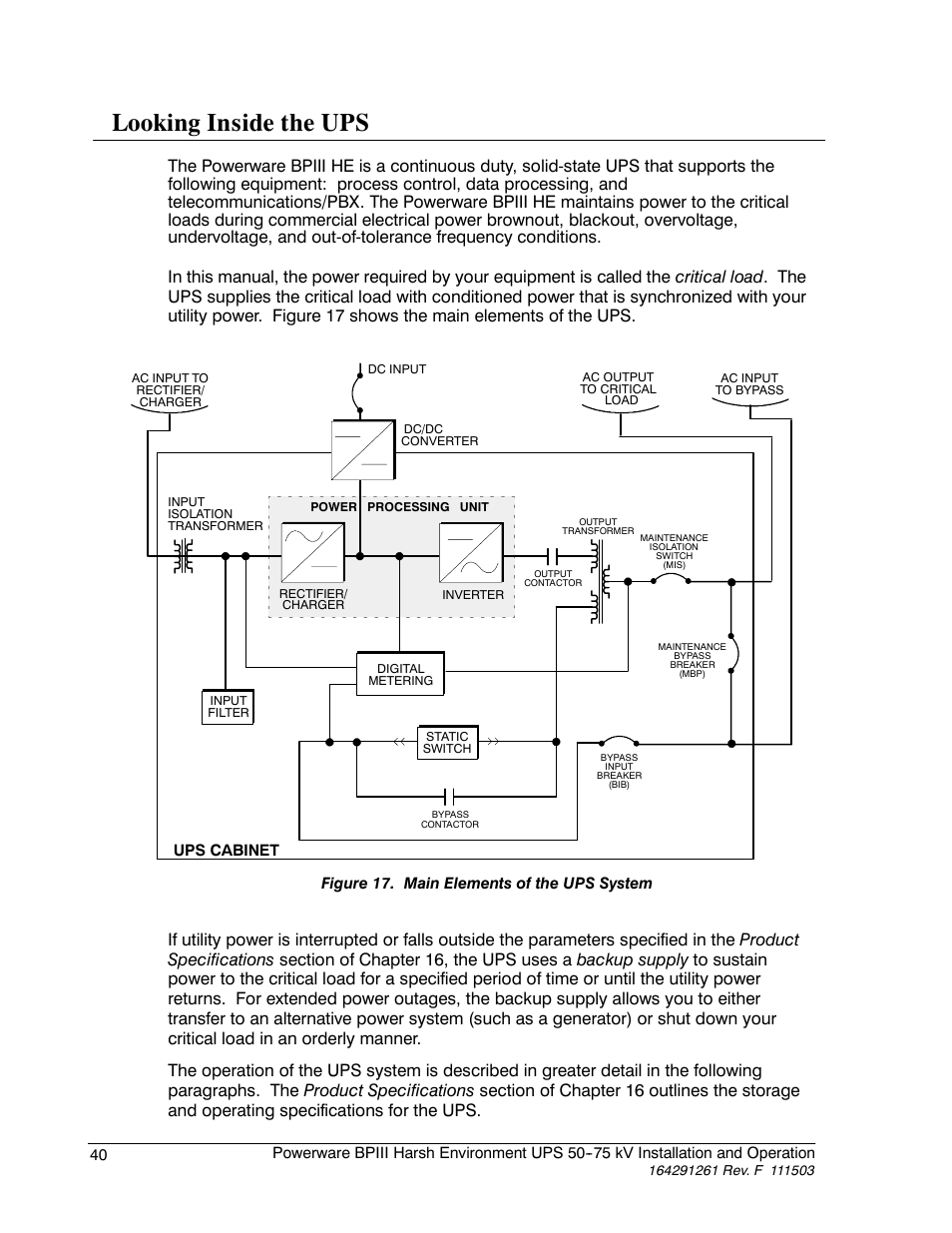 Looking inside the ups | Powerware 5075 kVA User Manual | Page 48 / 162