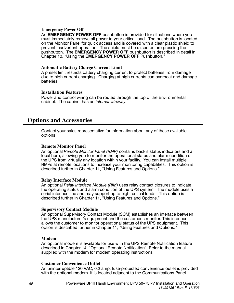 Options and accessories | Powerware 5075 kVA User Manual | Page 56 / 162