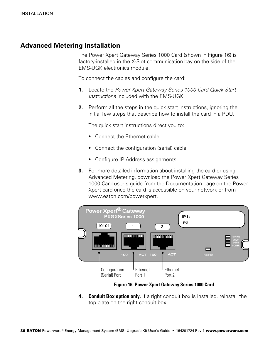 Advanced metering installation | Powerware 208/120V User Manual | Page 42 / 72