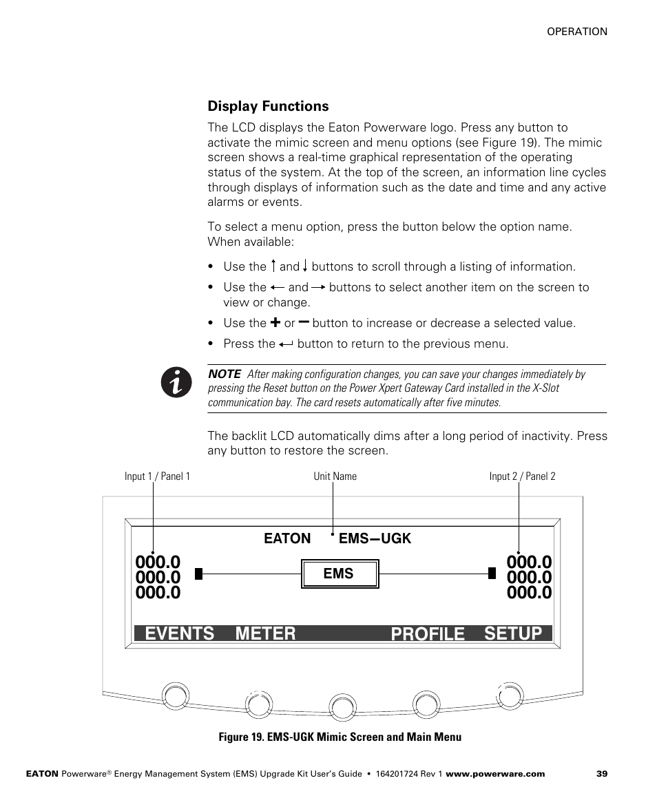 Display functions, Profile meter events setup | Powerware 208/120V User Manual | Page 45 / 72