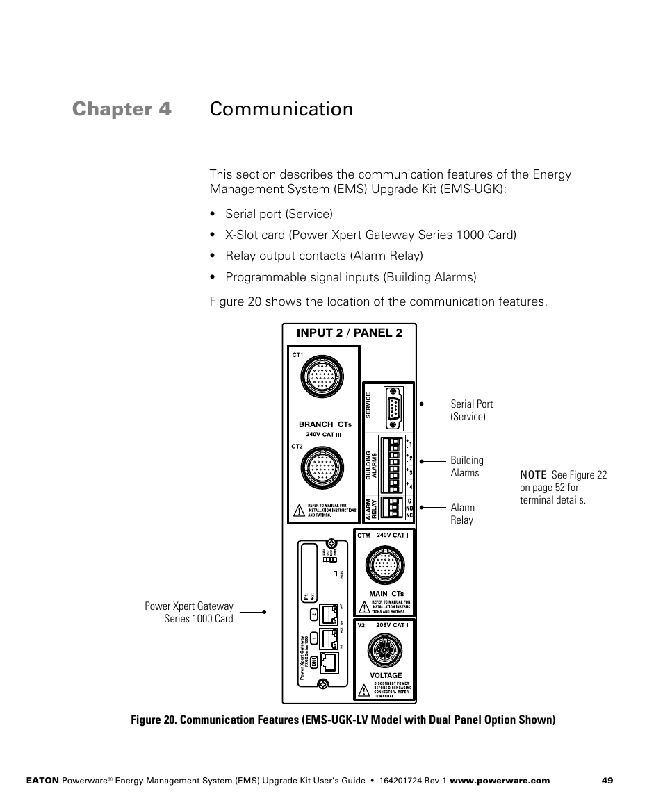 Chapter 4 communication, Communication | Powerware 208/120V User Manual | Page 55 / 72