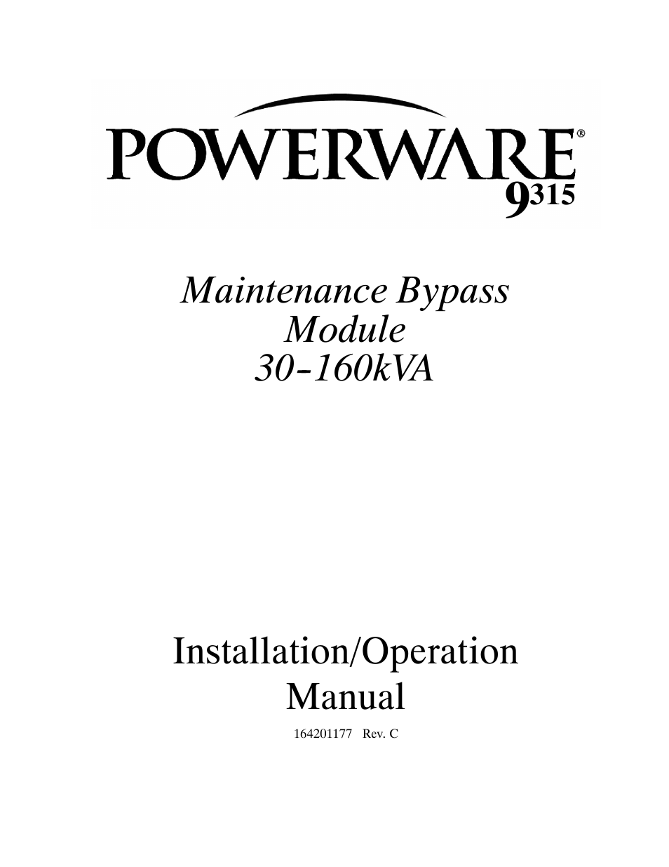 Powerware 30-160kVA User Manual | 48 pages