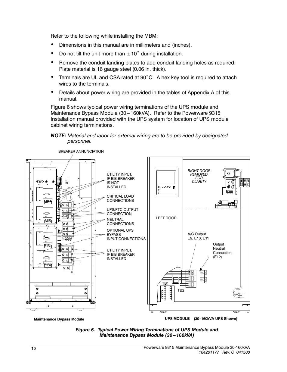 Powerware 30-160kVA User Manual | Page 16 / 48