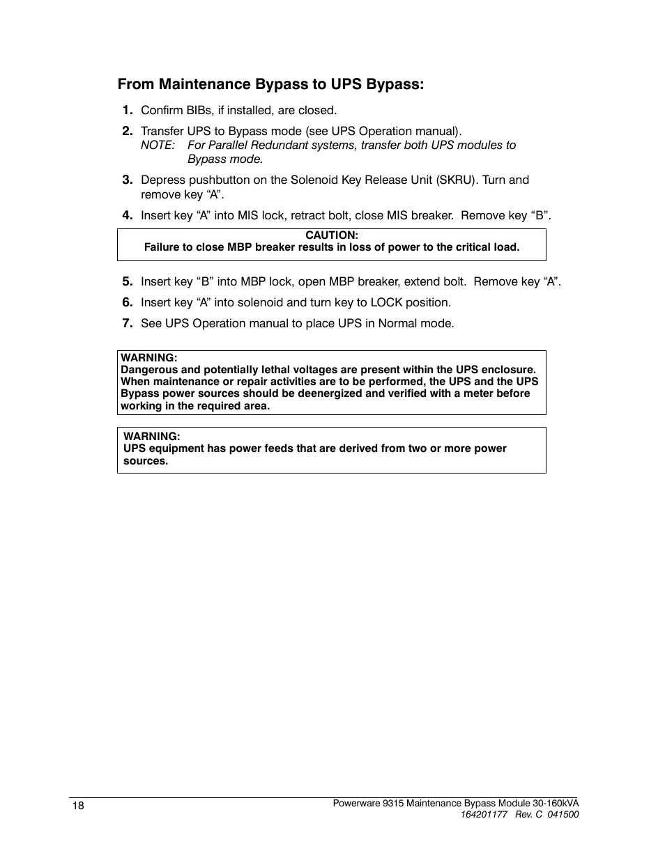 Powerware 30-160kVA User Manual | Page 22 / 48