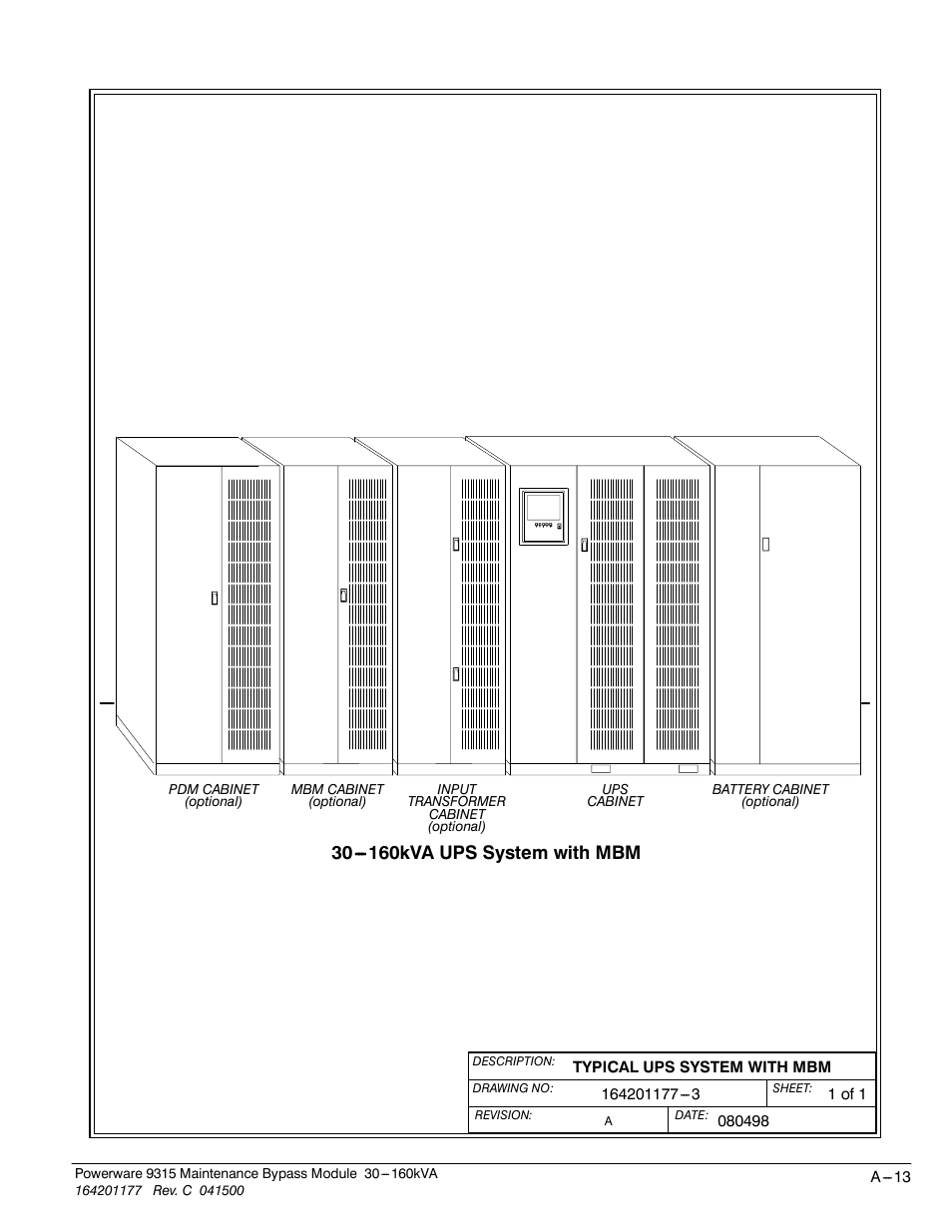 30 kva ups system with mbm | Powerware 30-160kVA User Manual | Page 37 / 48