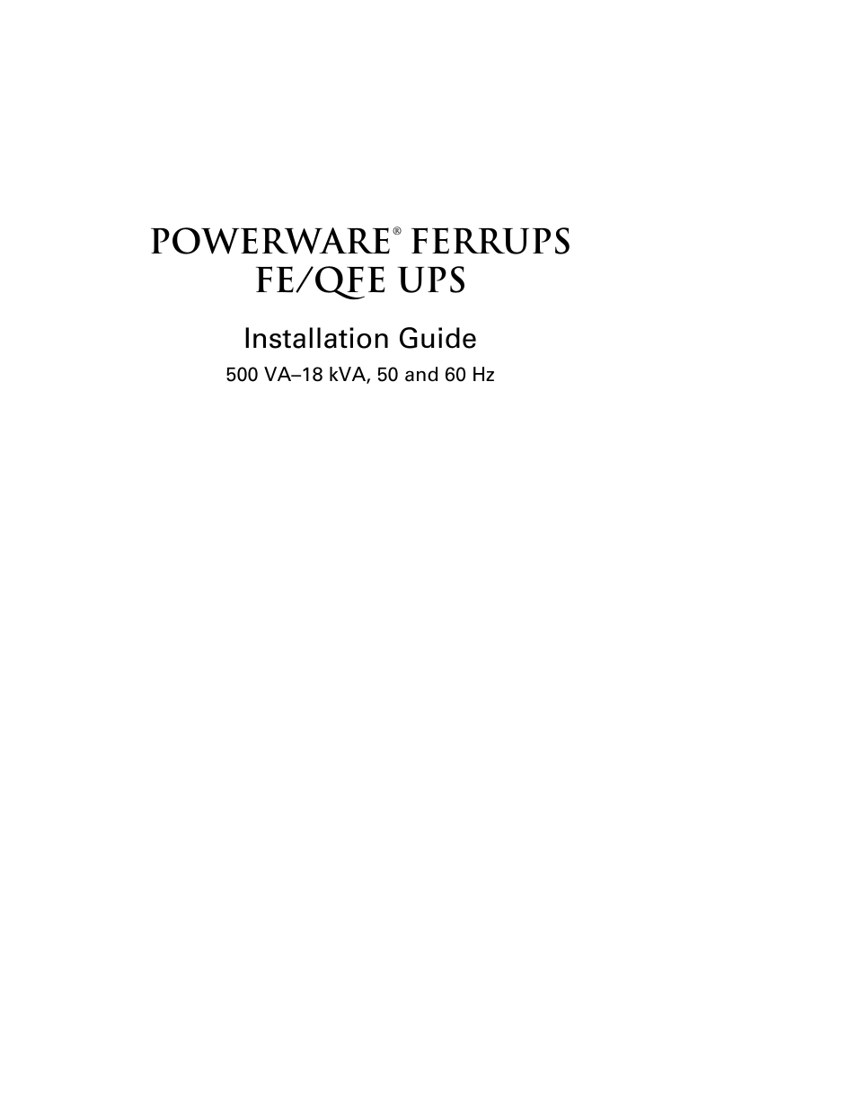 Powerware Ferrups FE/QFE 500VA User Manual | 76 pages