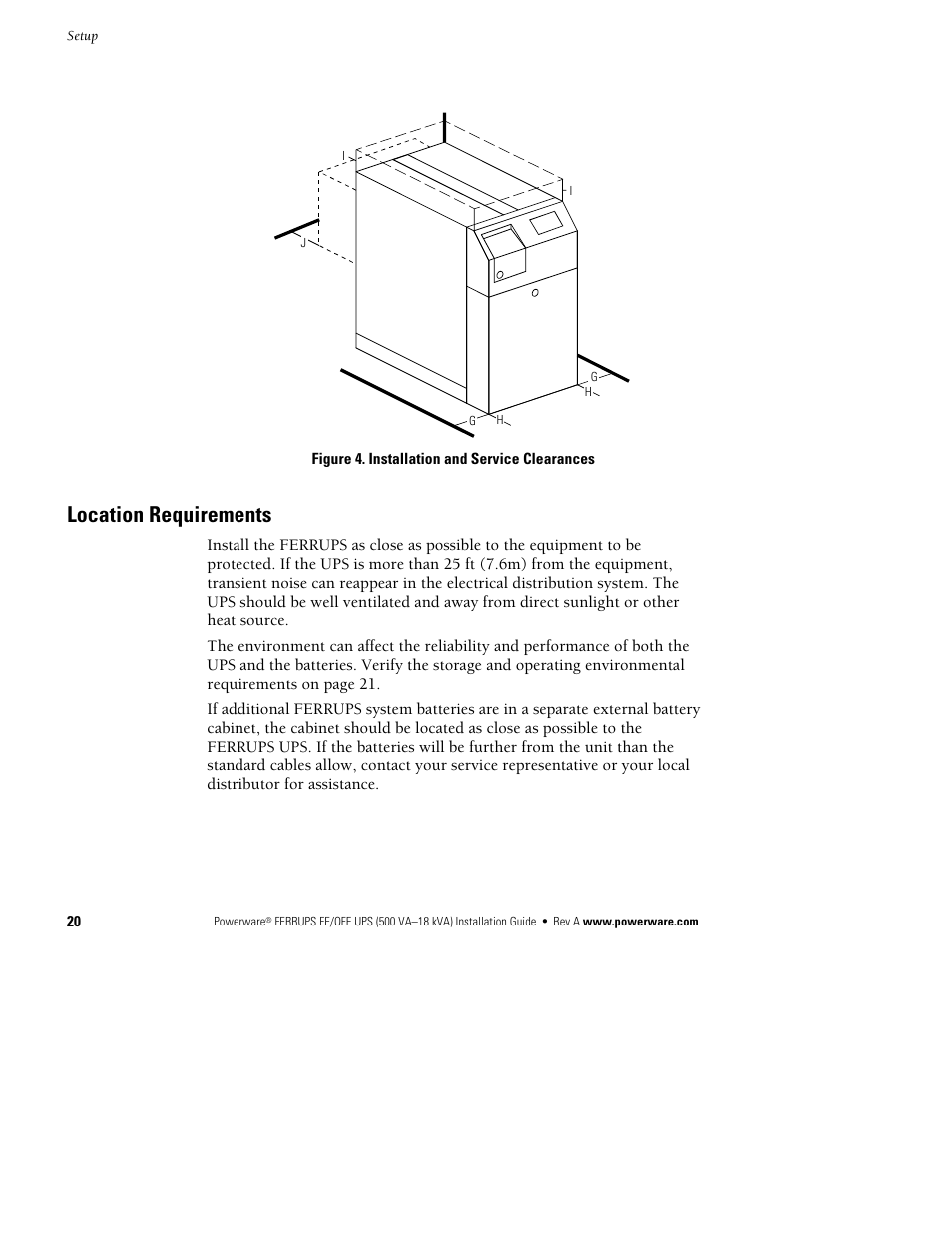 Location requirements | Powerware Ferrups FE/QFE 500VA User Manual | Page 26 / 76
