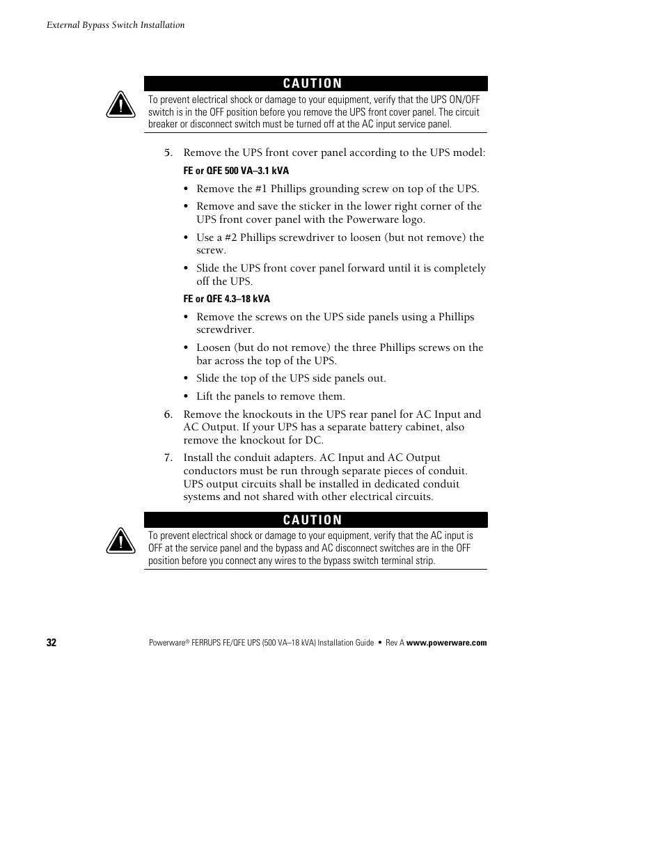 Powerware Ferrups FE/QFE 500VA User Manual | Page 38 / 76