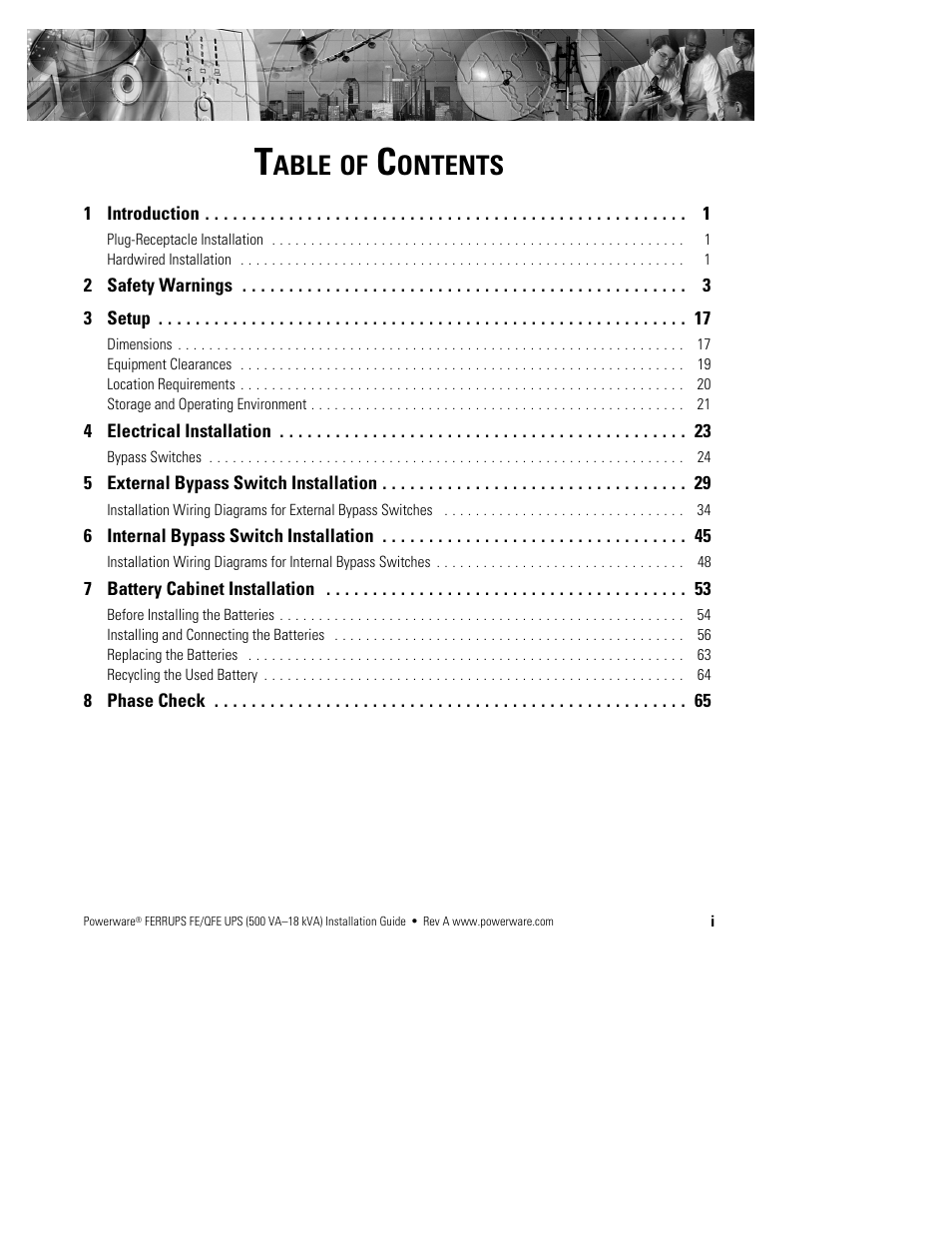Able of, Ontents | Powerware Ferrups FE/QFE 500VA User Manual | Page 5 / 76