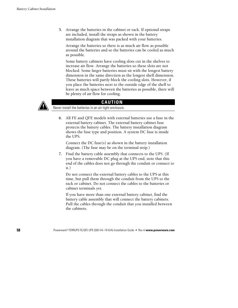 Powerware Ferrups FE/QFE 500VA User Manual | Page 64 / 76