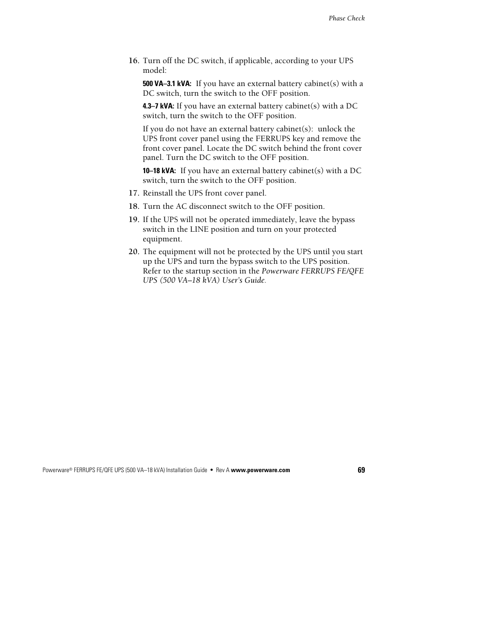 Powerware Ferrups FE/QFE 500VA User Manual | Page 75 / 76