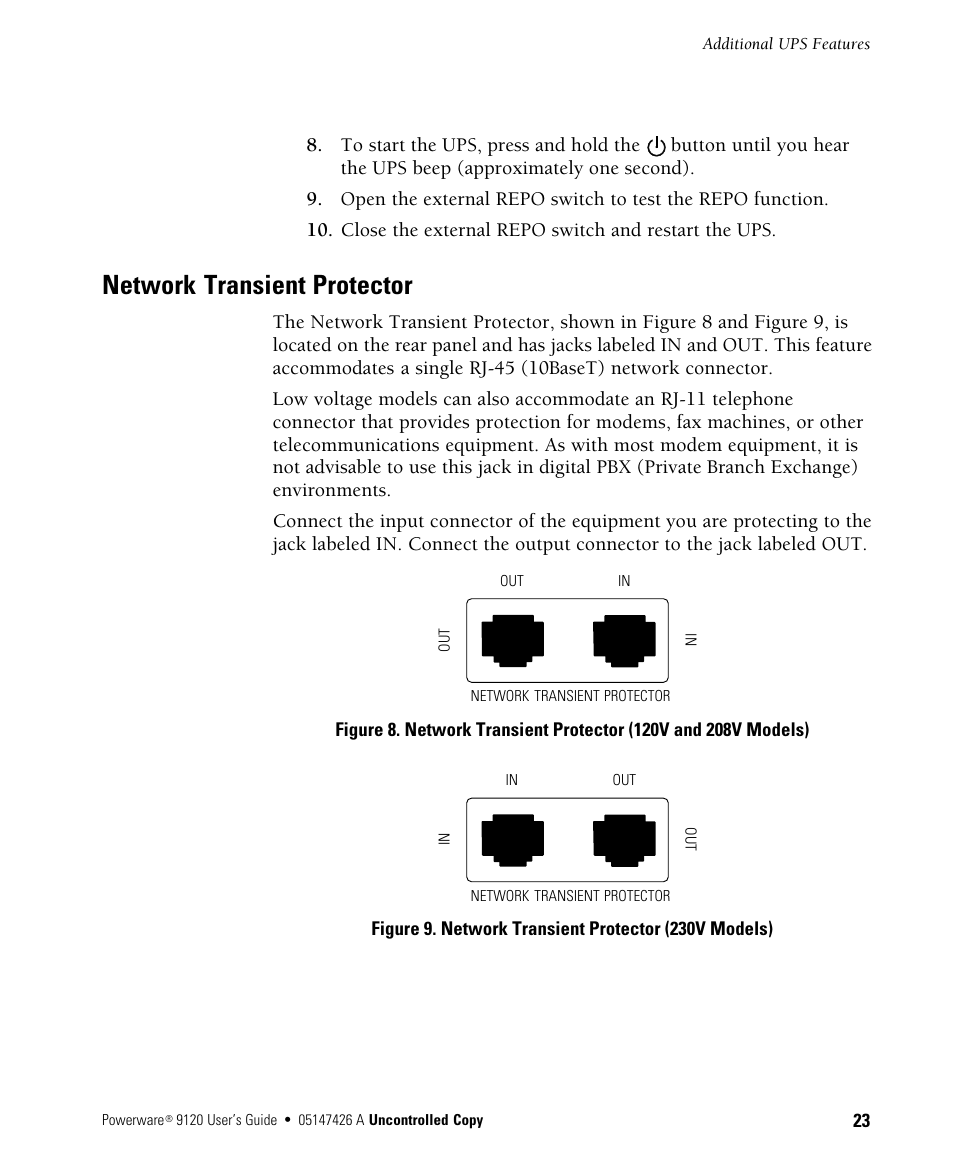 Network transient protector | Powerware 700 3000 VA User Manual | Page 29 / 48