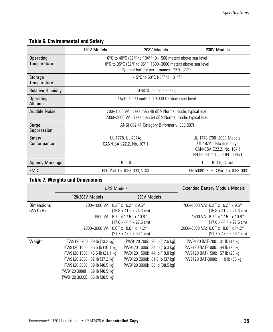 Powerware 700 3000 VA User Manual | Page 41 / 48