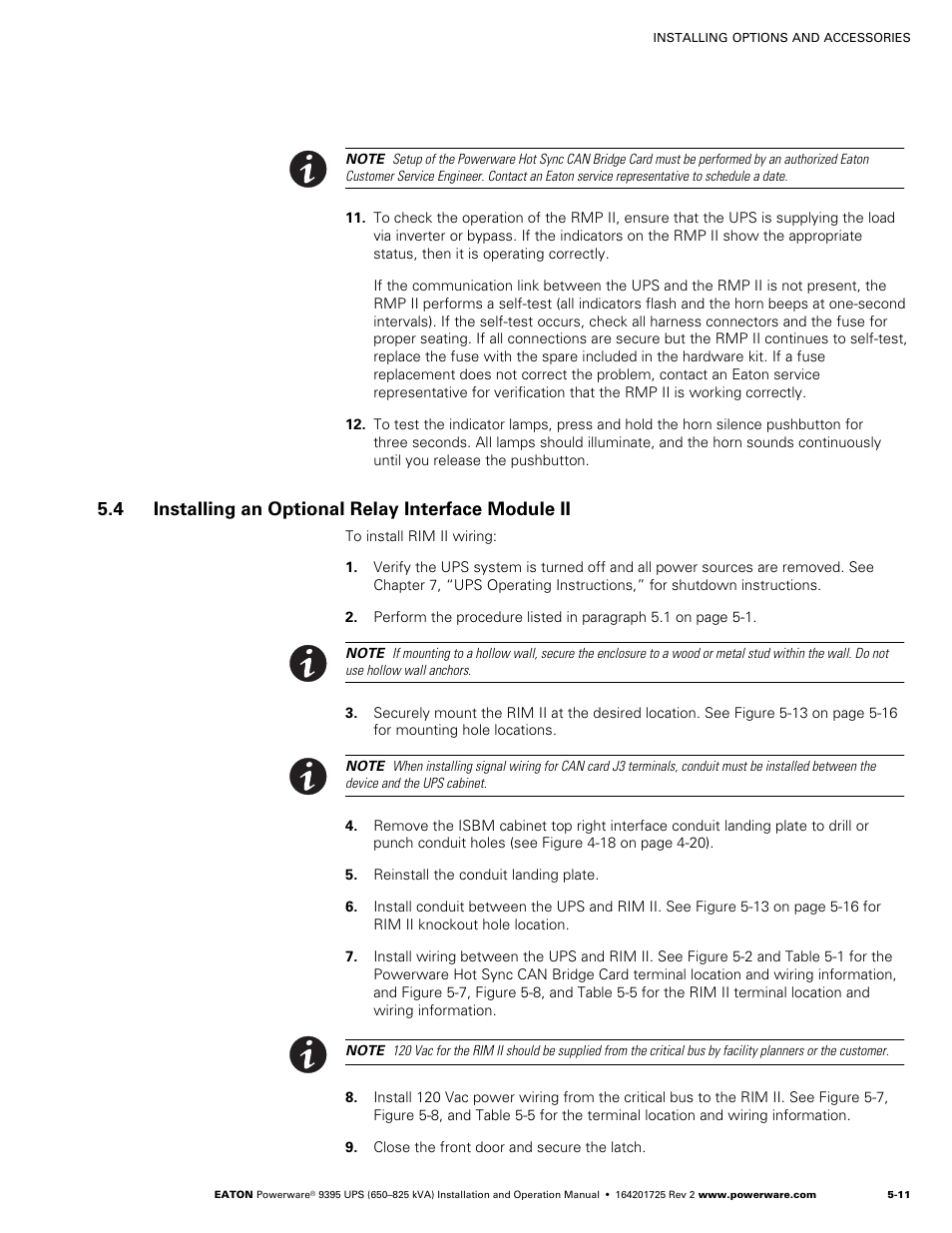 4 installing an optional relay interface module ii, Rim ii (see paragraph 5.4) | Powerware 9395 UPS and Plus 1 UPS 650825 kVA User Manual | Page 103 / 192