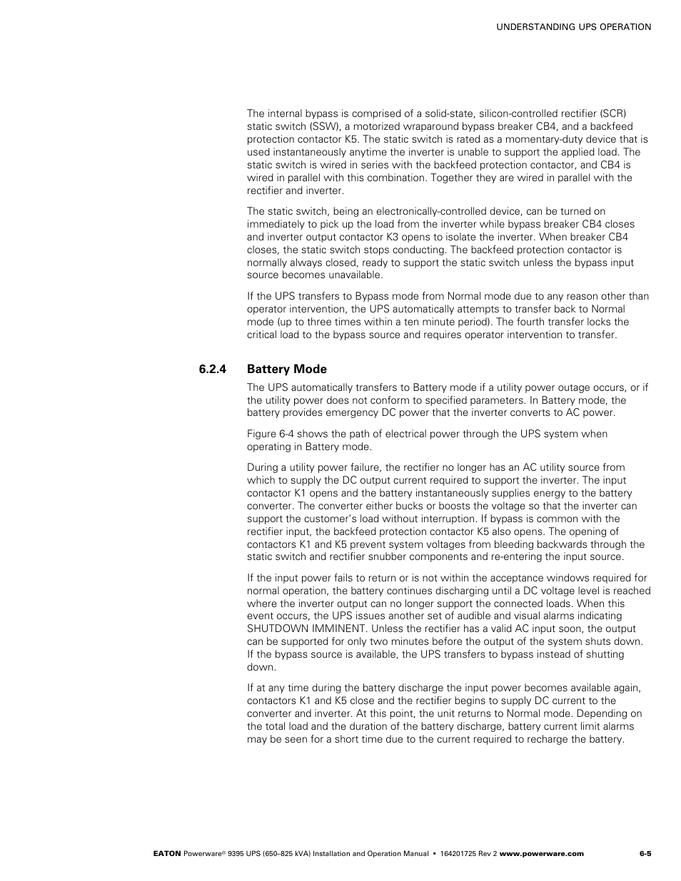 4 battery mode | Powerware 9395 UPS and Plus 1 UPS 650825 kVA User Manual | Page 117 / 192