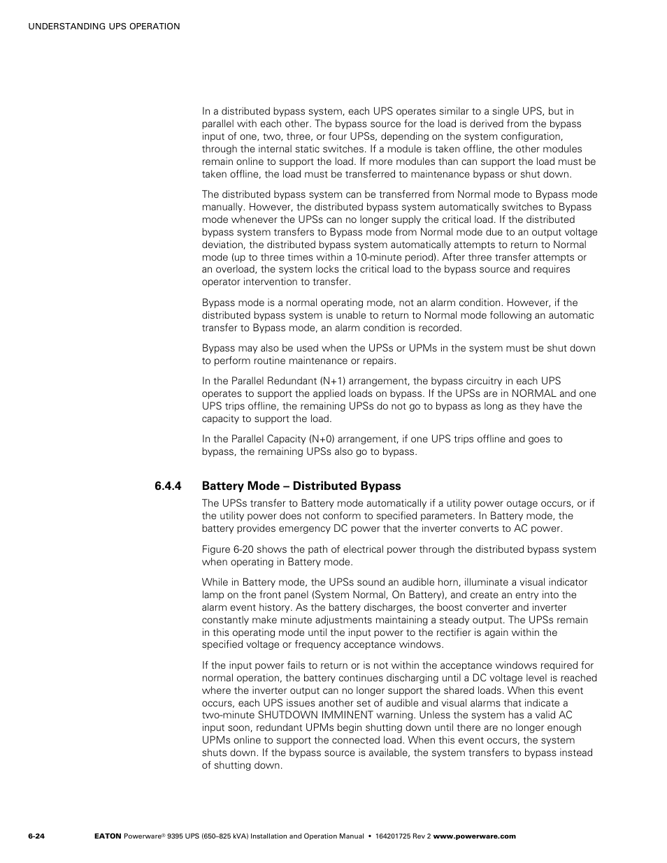 4 battery mode - distributed bypass, 4 battery mode – distributed bypass | Powerware 9395 UPS and Plus 1 UPS 650825 kVA User Manual | Page 136 / 192