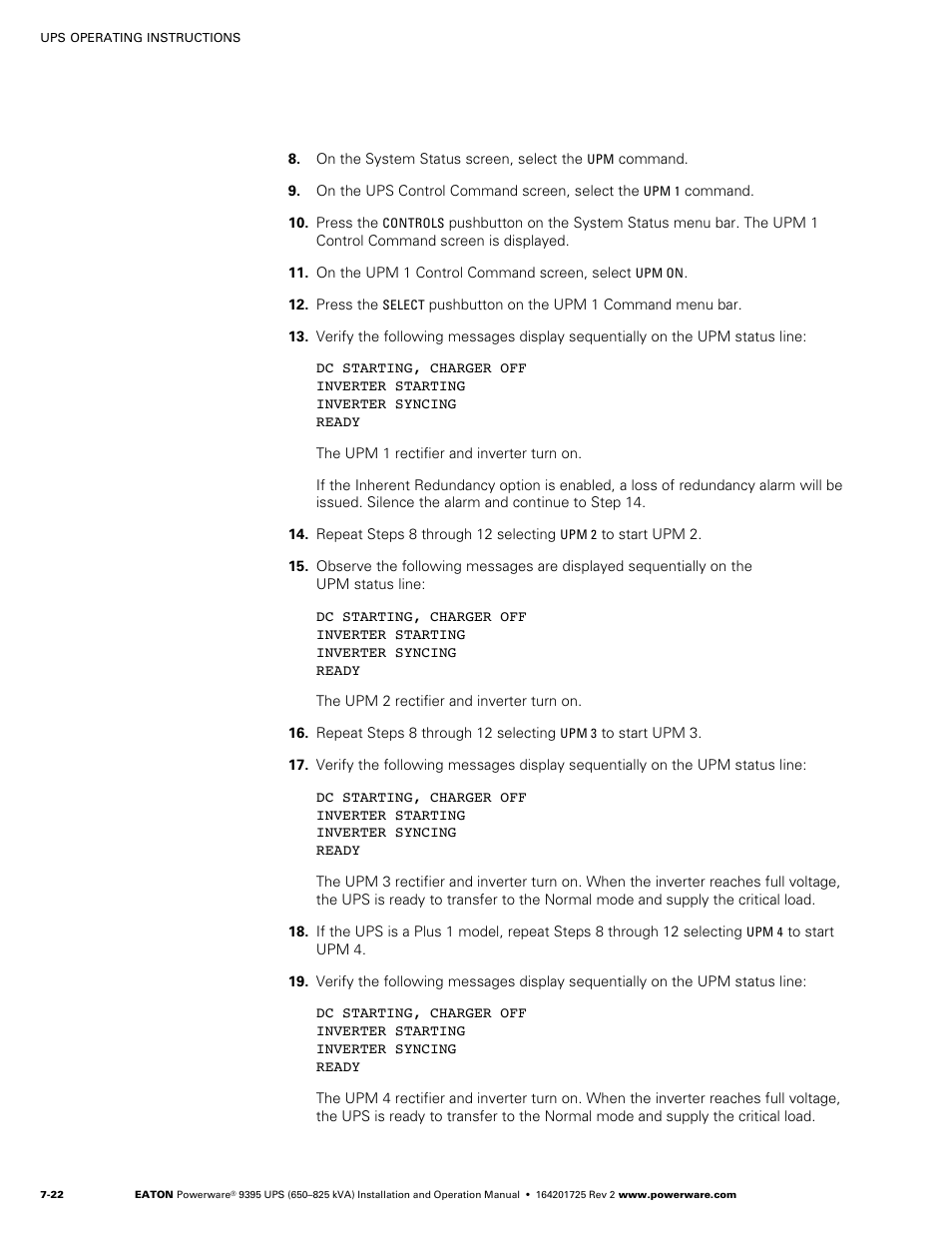 Powerware 9395 UPS and Plus 1 UPS 650825 kVA User Manual | Page 164 / 192