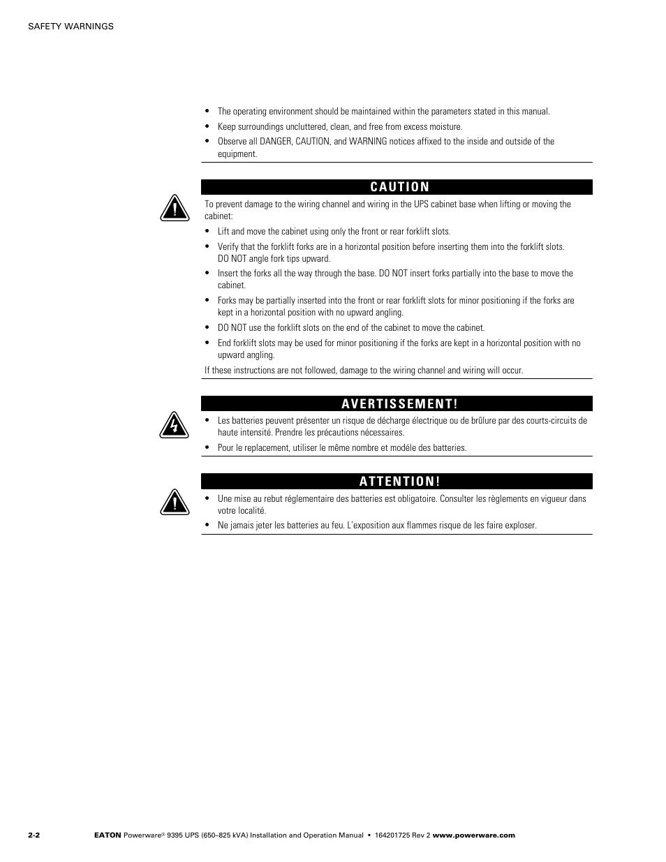 Powerware 9395 UPS and Plus 1 UPS 650825 kVA User Manual | Page 20 / 192