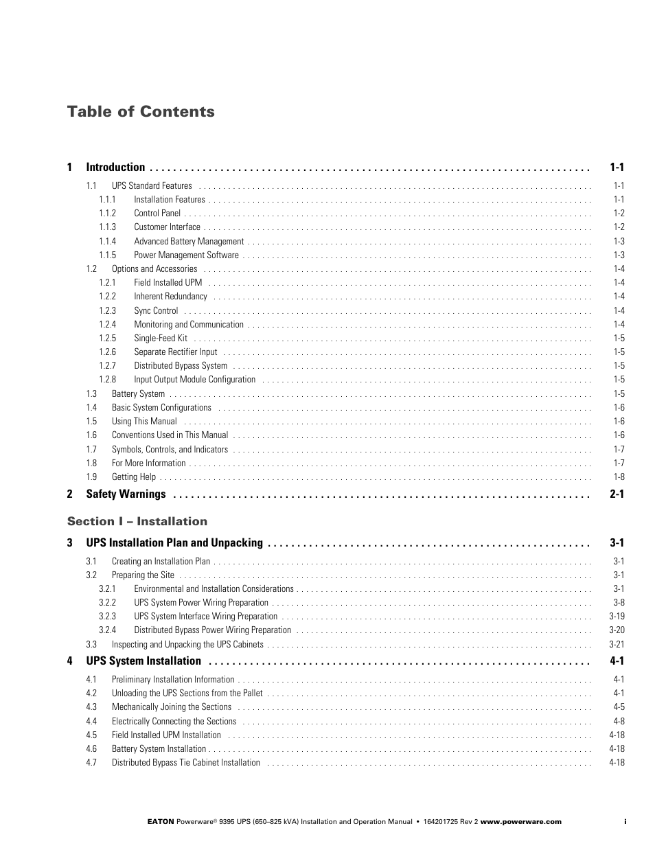 Powerware 9395 UPS and Plus 1 UPS 650825 kVA User Manual | Page 3 / 192