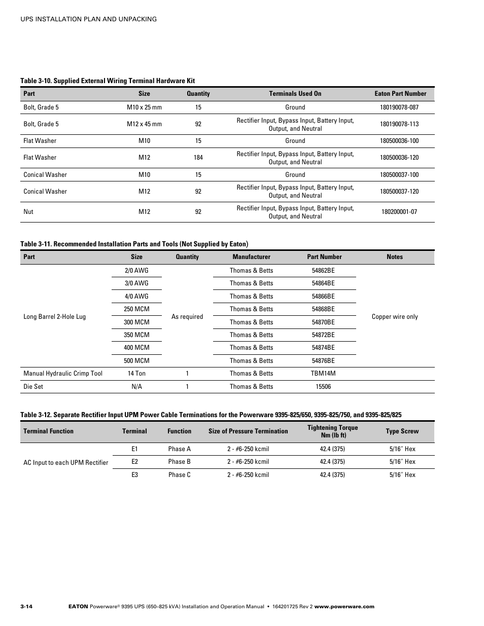 Powerware 9395 UPS and Plus 1 UPS 650825 kVA User Manual | Page 36 / 192