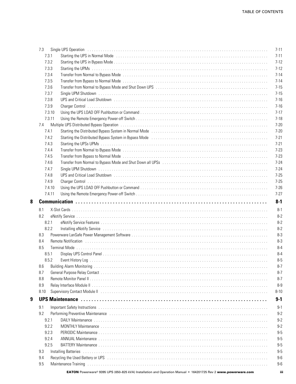 Powerware 9395 UPS and Plus 1 UPS 650825 kVA User Manual | Page 5 / 192