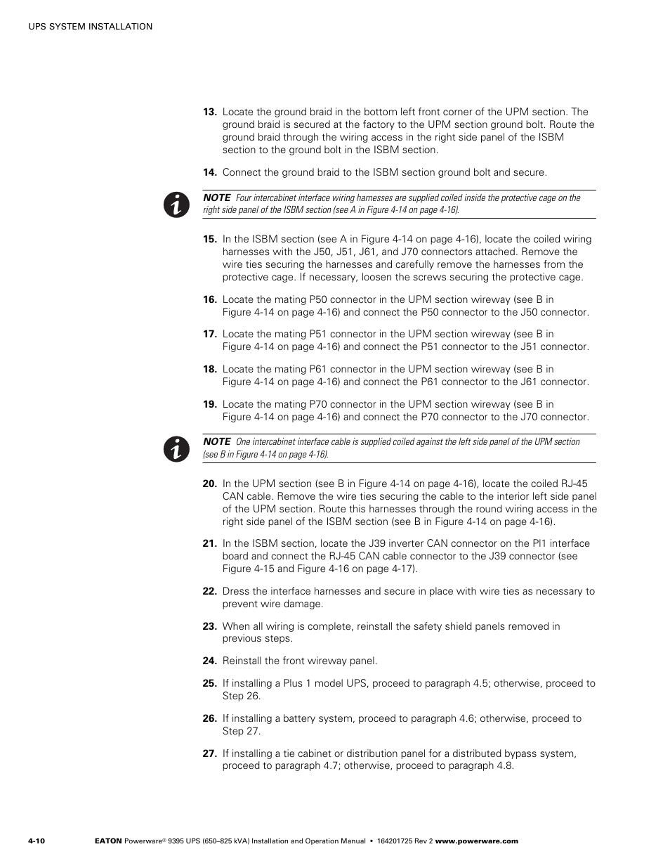 Powerware 9395 UPS and Plus 1 UPS 650825 kVA User Manual | Page 56 / 192