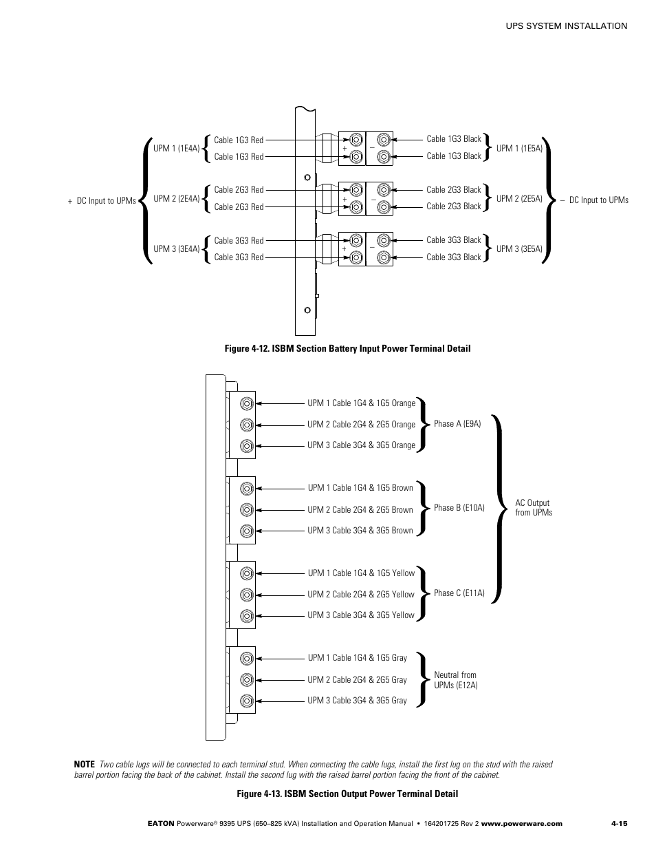 See figure 4-13, See figure 4-13 for detail.), See figure 4-12 for detail.) | Figure 4-12 for detail.) | Powerware 9395 UPS and Plus 1 UPS 650825 kVA User Manual | Page 61 / 192