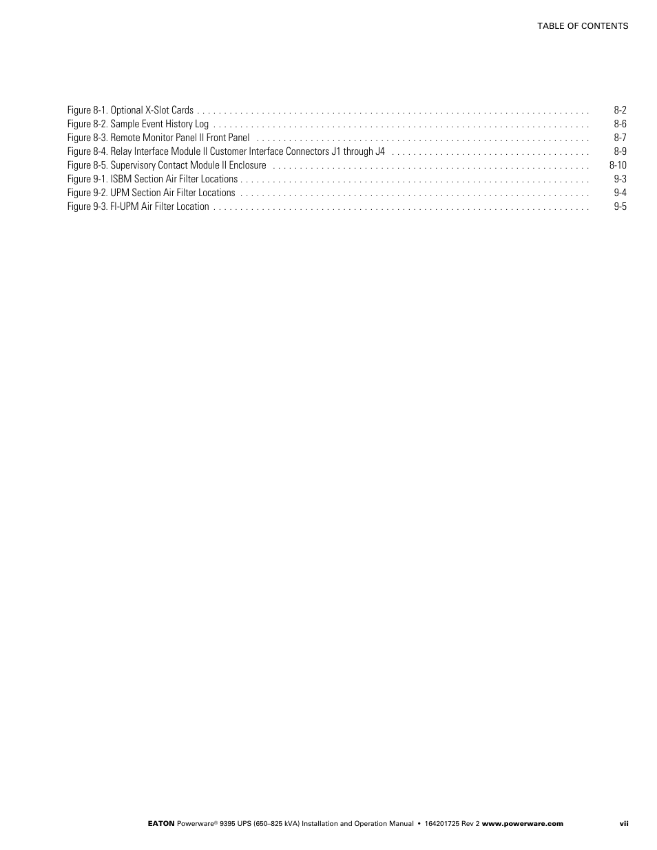 Powerware 9395 UPS and Plus 1 UPS 650825 kVA User Manual | Page 9 / 192