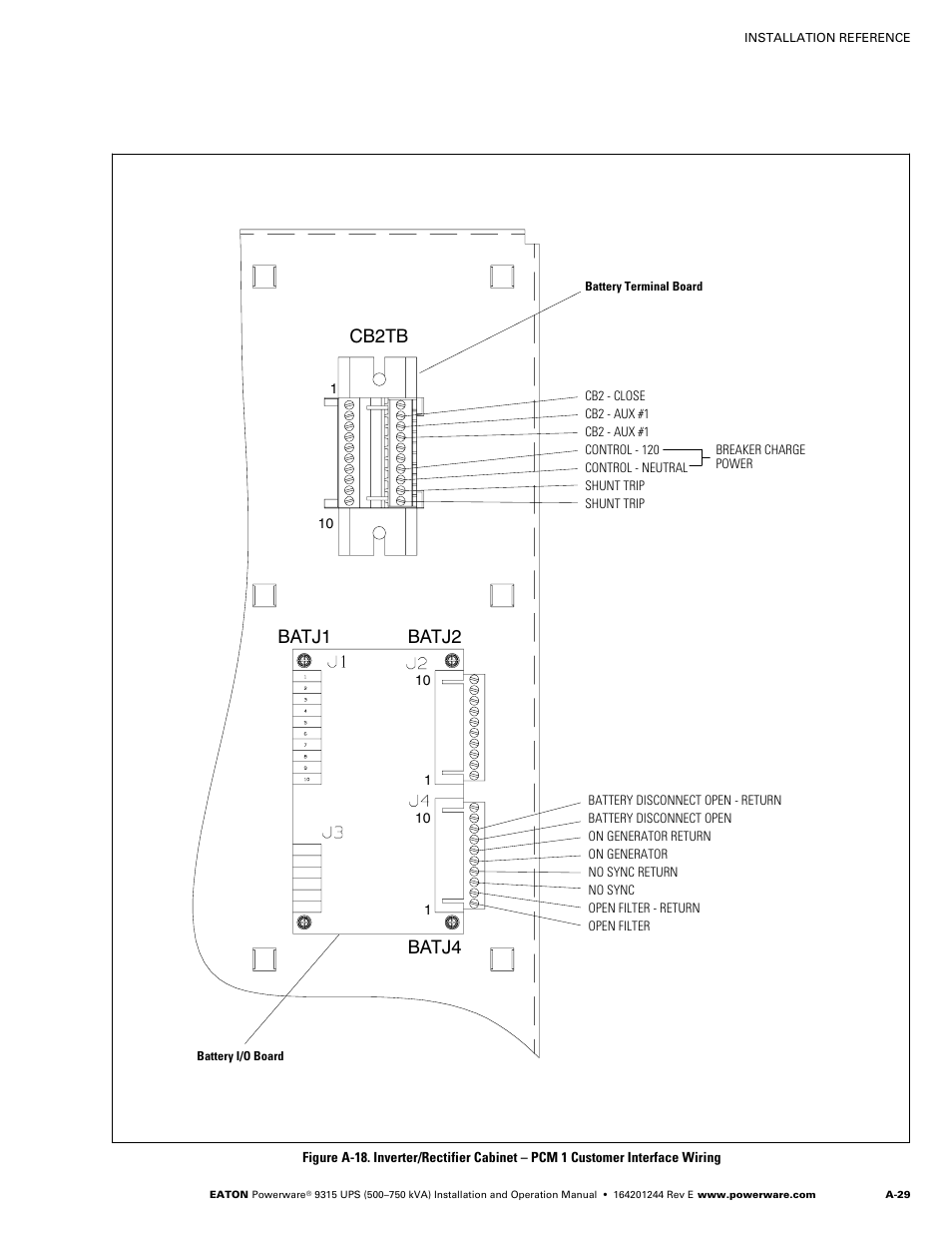 A-29, Batj1, Batj2 cb2tb batj4 | Powerware 9315 User Manual | Page 139 / 154