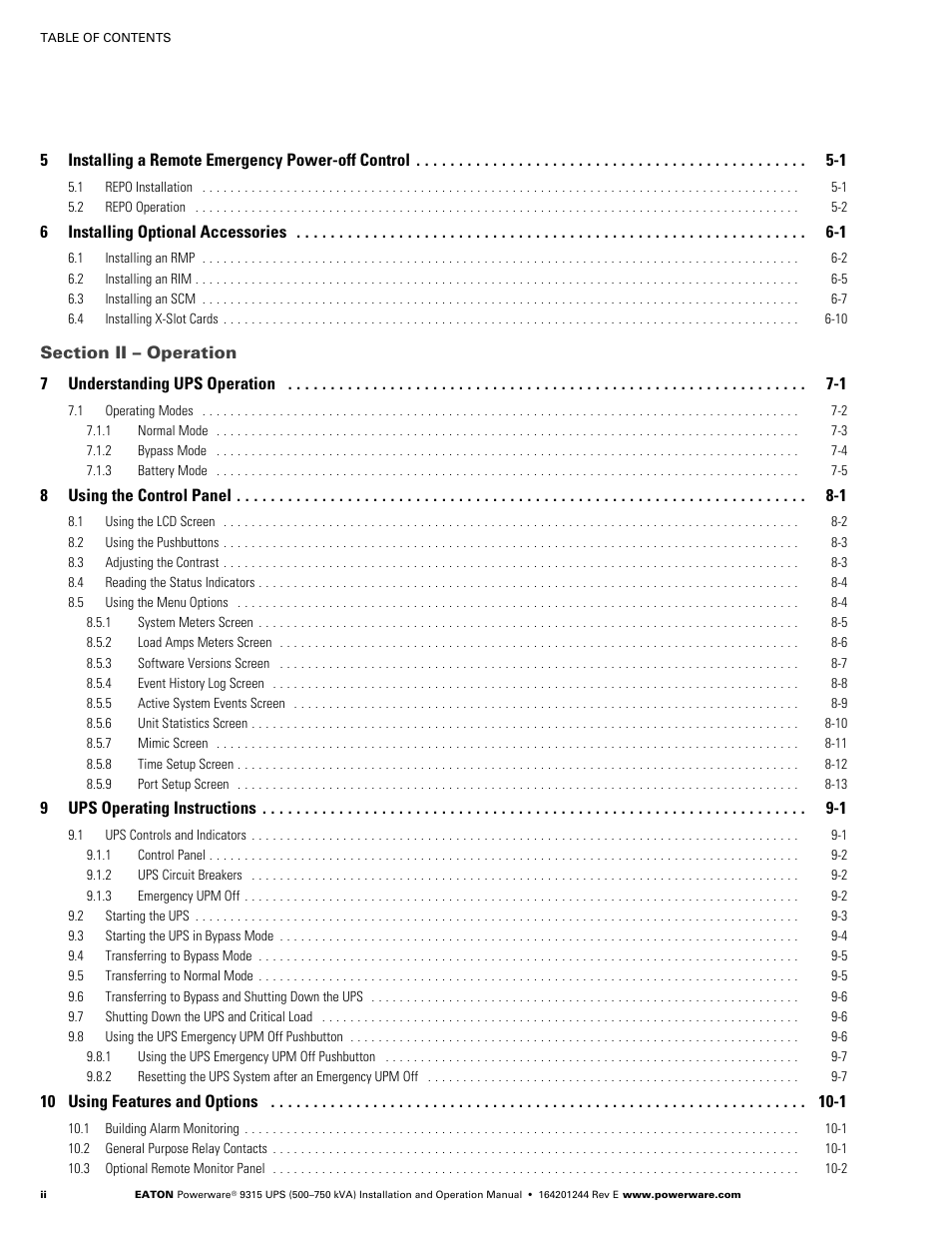 Powerware 9315 User Manual | Page 6 / 154