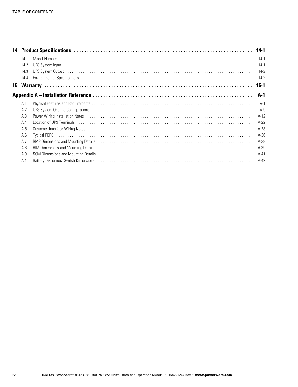 Powerware 9315 User Manual | Page 8 / 154