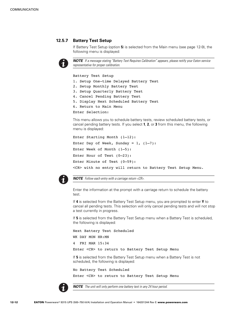 7 battery test setup, Battery test setup | Powerware 9315 User Manual | Page 98 / 154