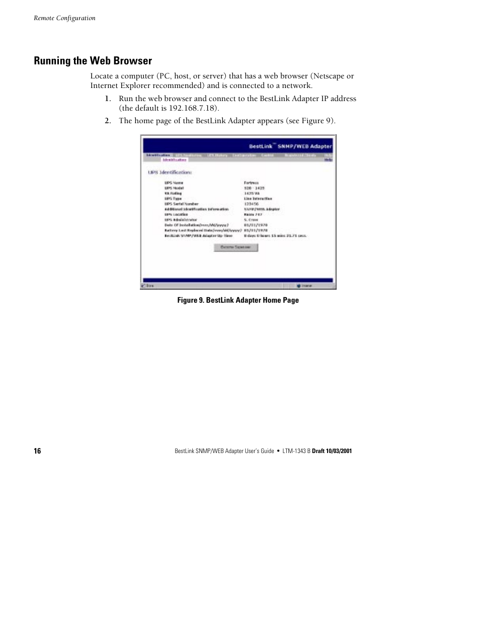 Running the web browser | Powerware BestLink IPK-0319 User Manual | Page 22 / 44