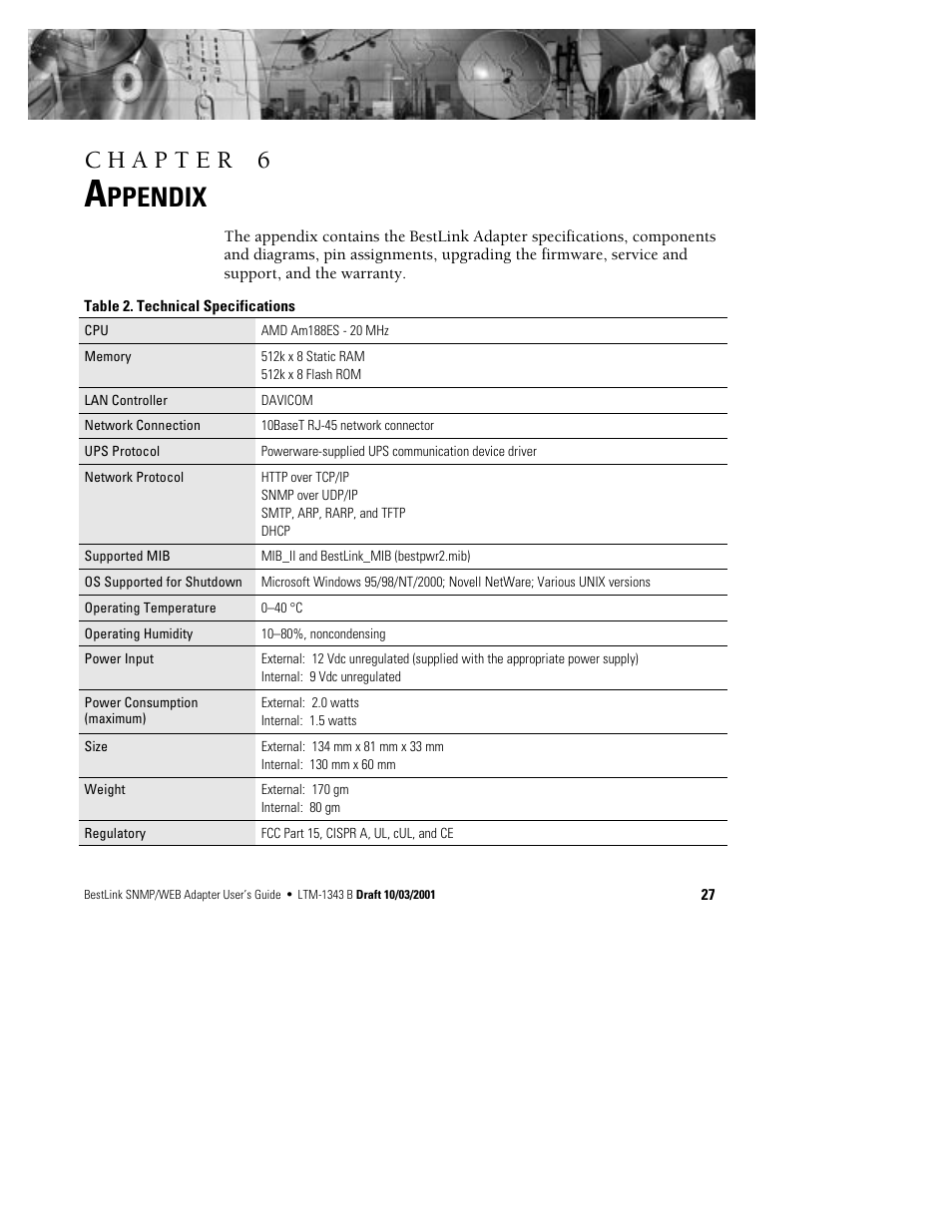 Ppendix | Powerware BestLink IPK-0319 User Manual | Page 33 / 44